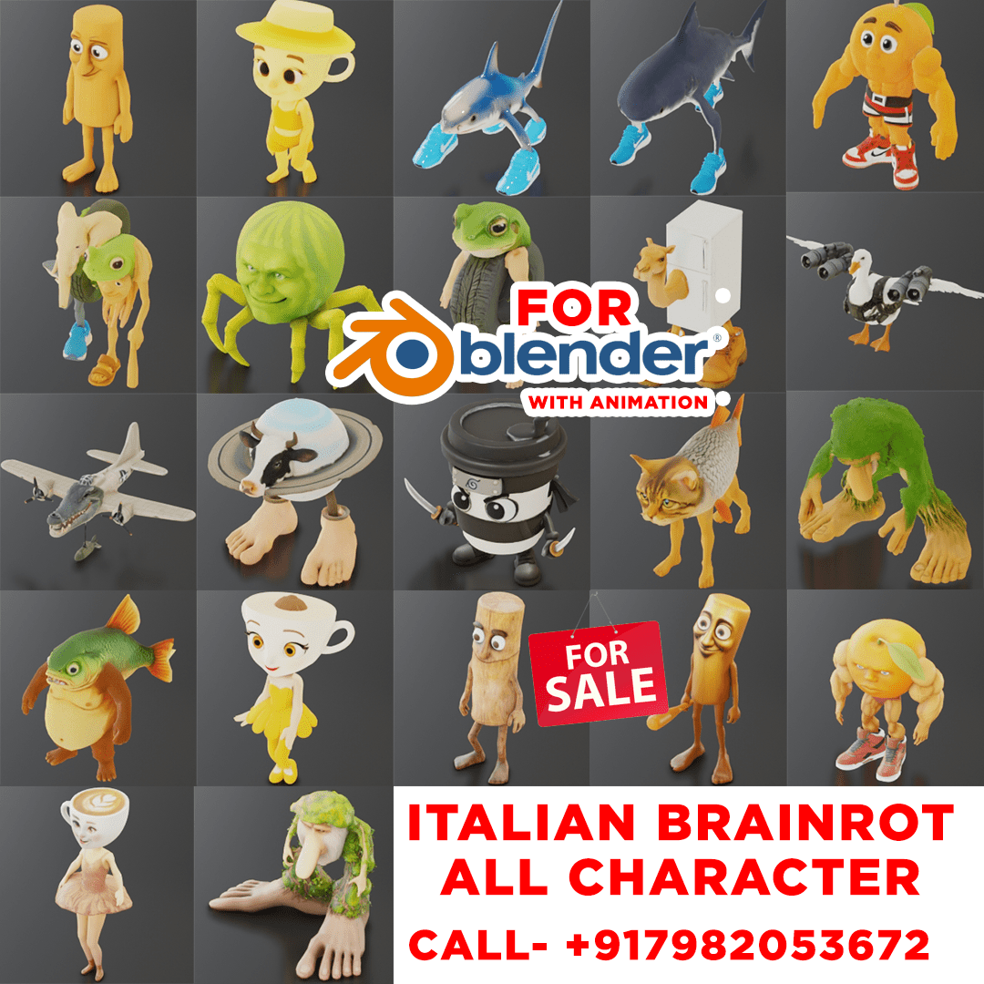 Italian Brainrot All Characters With All Action Animation For Blender ...